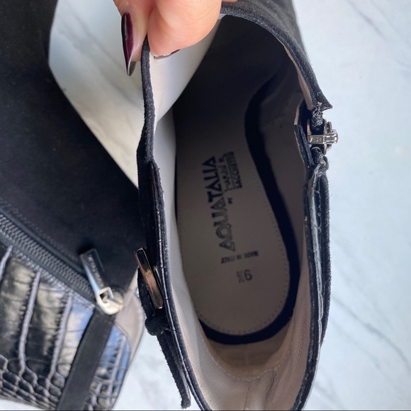 Aquatalia “Vela” Weatherproof Crocodile & Suede Booties - Picture 5 of 6